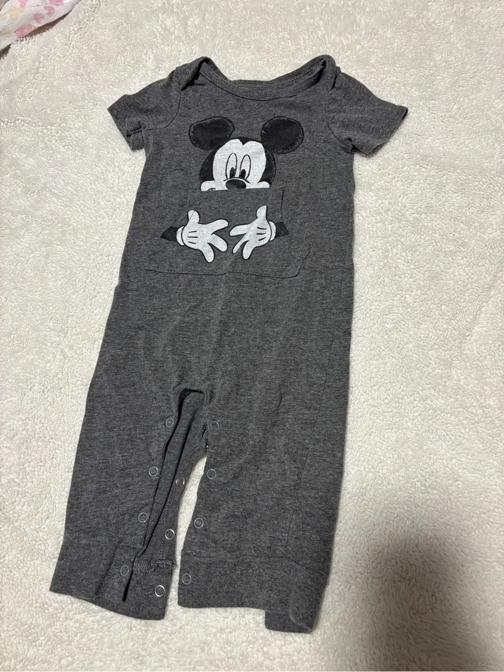 Disney Charcoal Gray Mickey Mouse Footed One-Piece